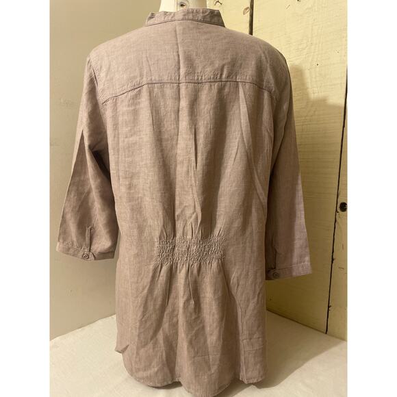 LL Bean Women's Size Large Tencel Tunic Blouse‎ Relaxed Fit Pullover Beige NWT - Picture 2 of 7